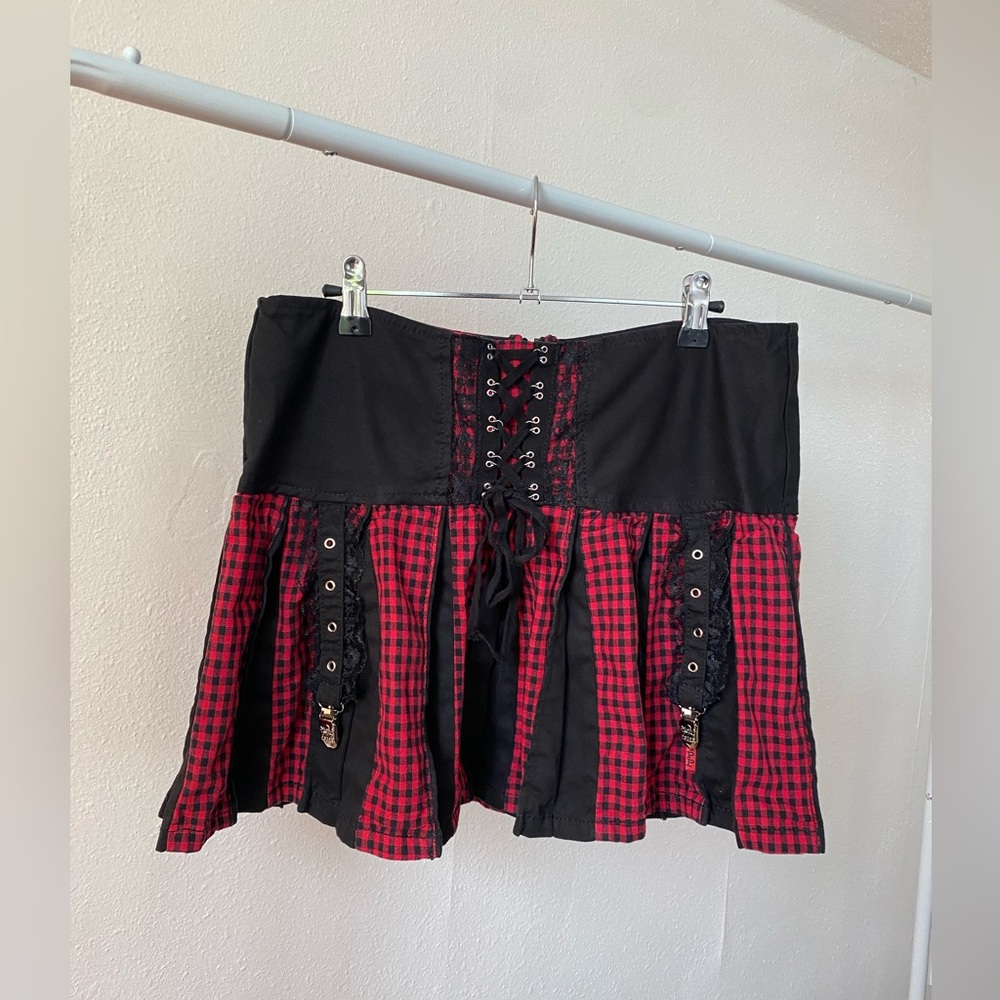 TRIPP NYC red and black plaid mini skirt